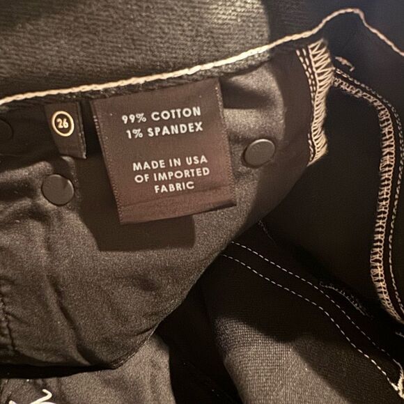 GRLFRND Coated Black White Stitch Denim Aurelia Jeans in Lights Out Sz 26 - Picture 9 of 14